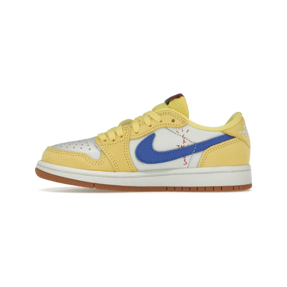 Jordan 1 Retro Low OG SP Travis Scott Canary (PS) by Jordan's in Shoes. Available at KershKicks for £135.00. A must-have for fans of Jordan's looking to elevate their style with this Kids Trainers.
