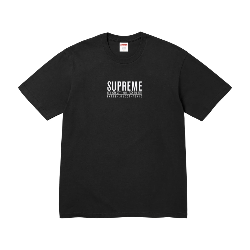 Supreme Paris Tee Black by Supreme in Clothing. Available at KershKicks for £75.00. A must-have for fans of Supreme looking to elevate their style with this T-Shirt.