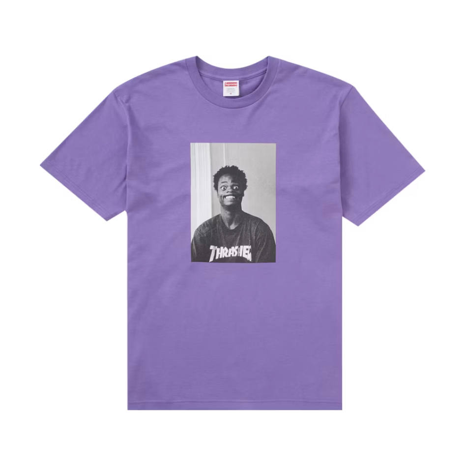 Supreme Thrasher Harold Tee Purple by Supreme in Uncategorized. Available at KershKicks for £85.00. A must-have for fans of Supreme looking to elevate their style with this T-Shirt.
