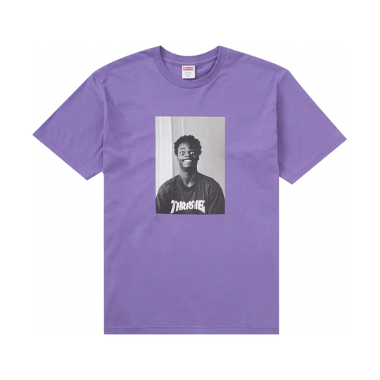 Supreme Thrasher Harold Tee Purple by Supreme in Uncategorized. Available at KershKicks for £85.00. A must-have for fans of Supreme looking to elevate their style with this T-Shirt.