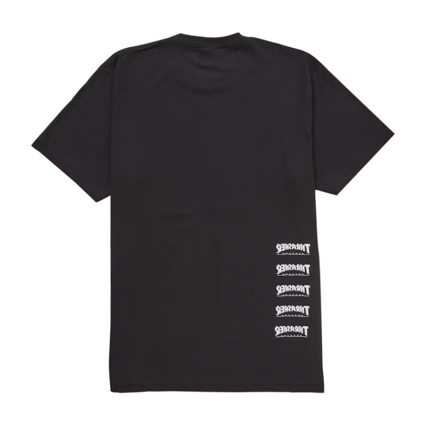 Supreme Thrasher Back Tail Tee Black by Supreme in Uncategorized. Available at KershKicks for £85.00. A must-have for fans of Supreme looking to elevate their style with this T-Shirt.