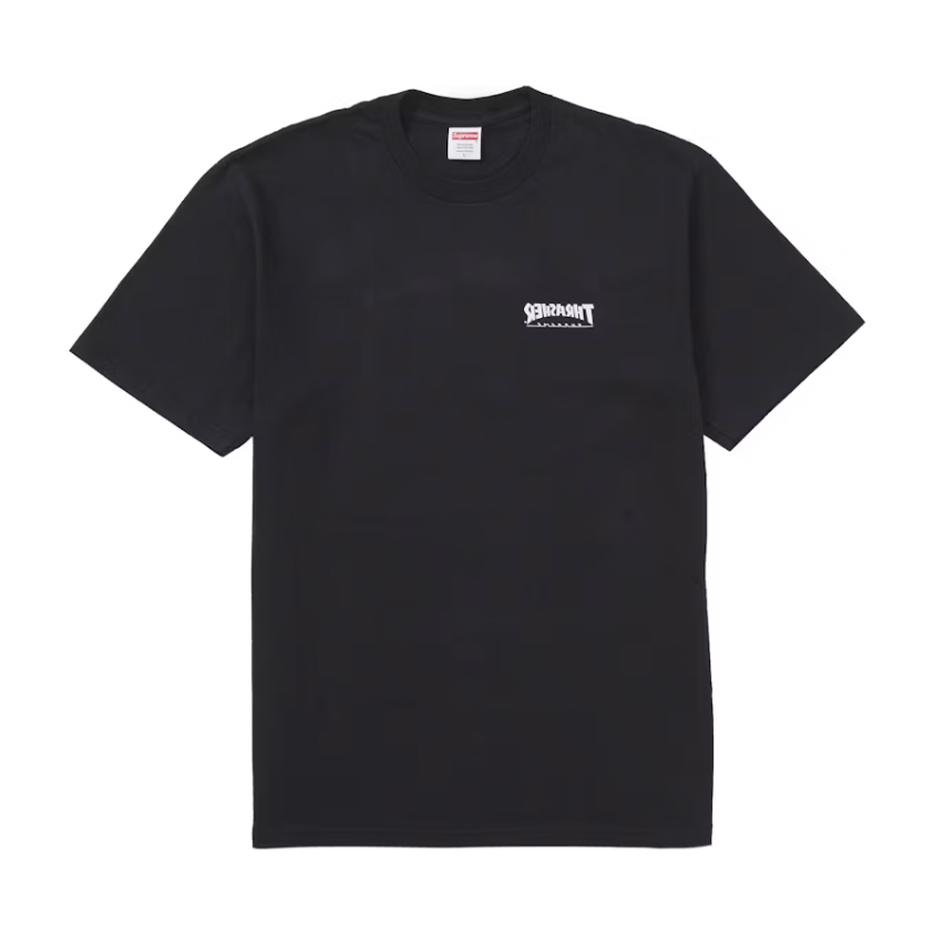 Supreme Thrasher Cross Tee Black by Supreme in Uncategorized. Available at KershKicks for £85.00. A must-have for fans of Supreme looking to elevate their style with this T-Shirt.