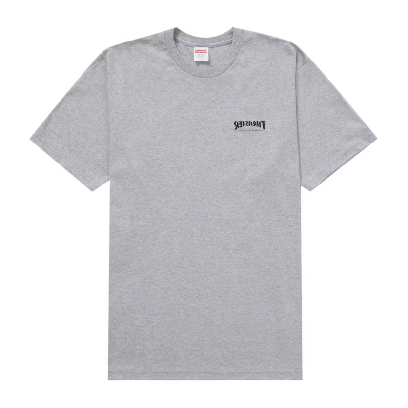 Supreme Thrasher Cross Tee Ash Grey by Supreme in Uncategorized. Available at KershKicks for £85.00. A must-have for fans of Supreme looking to elevate their style with this T-Shirt.