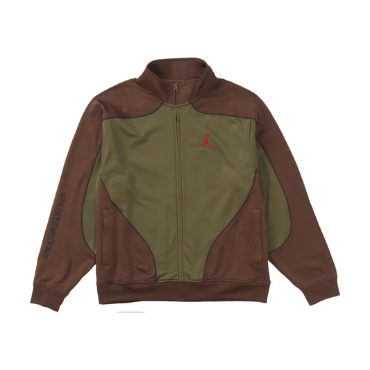 Supreme Jordan Tricot Track Jacket Olive by Supreme in Uncategorized. Available at KershKicks for £300.00. A must-have for fans of Supreme looking to elevate their style with this Jacket.