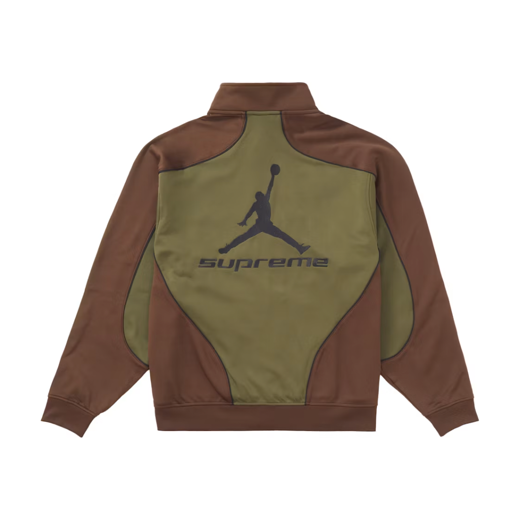 Supreme Jordan Tricot Track Jacket Olive by Supreme in Uncategorized. Available at KershKicks for £300.00. A must-have for fans of Supreme looking to elevate their style with this Jacket.