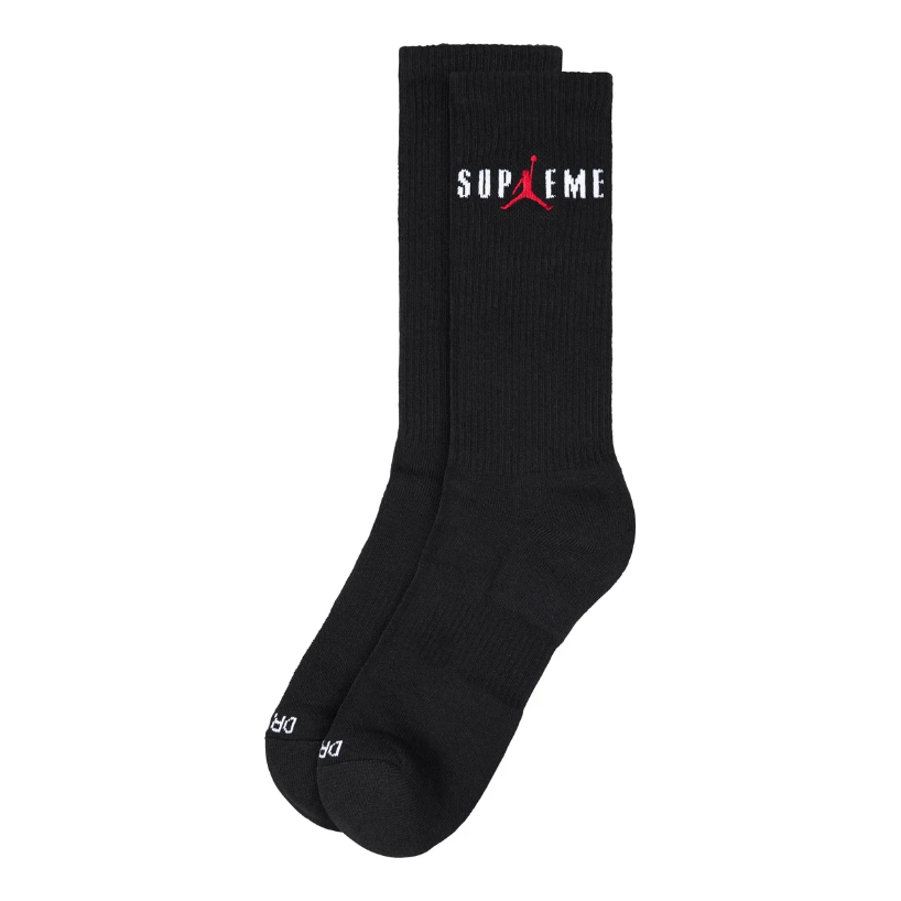 Supreme Jordan Crew Socks Black Supreme KershKicks