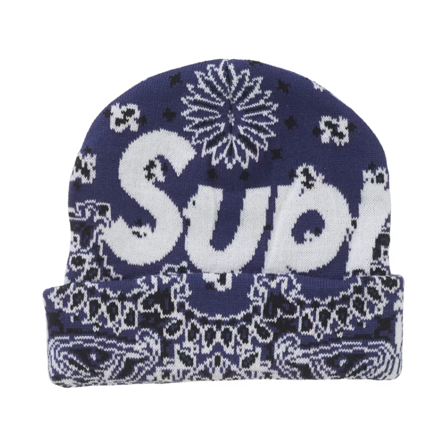 Supreme Bandana Big Logo Beanie Blue Supreme KershKicks
