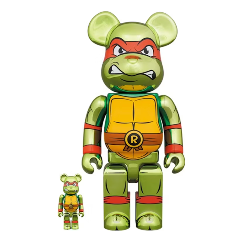 Bearbrick x Teenage Mutant Ninja Turtles Raphael Chrome 100% & 400% Set
