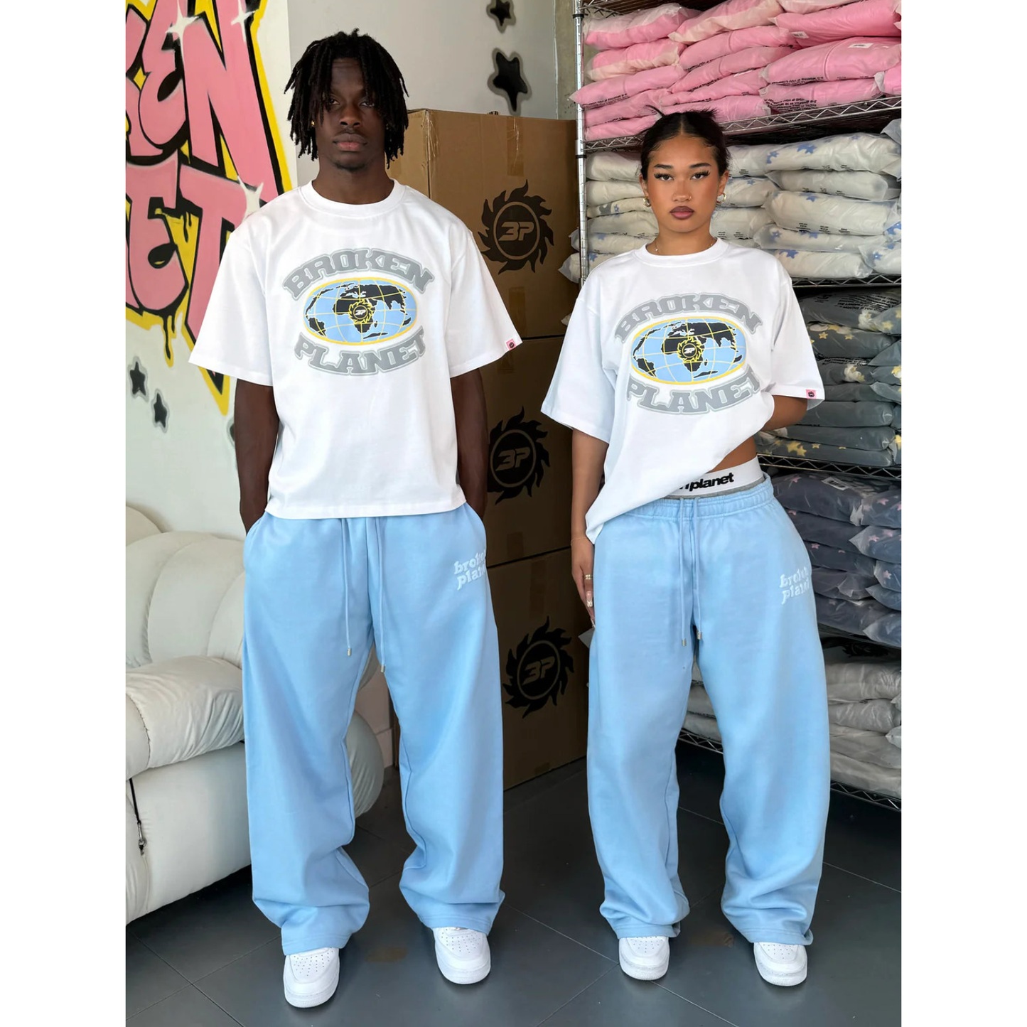 BROKEN PLANET GRID TEE WHITE