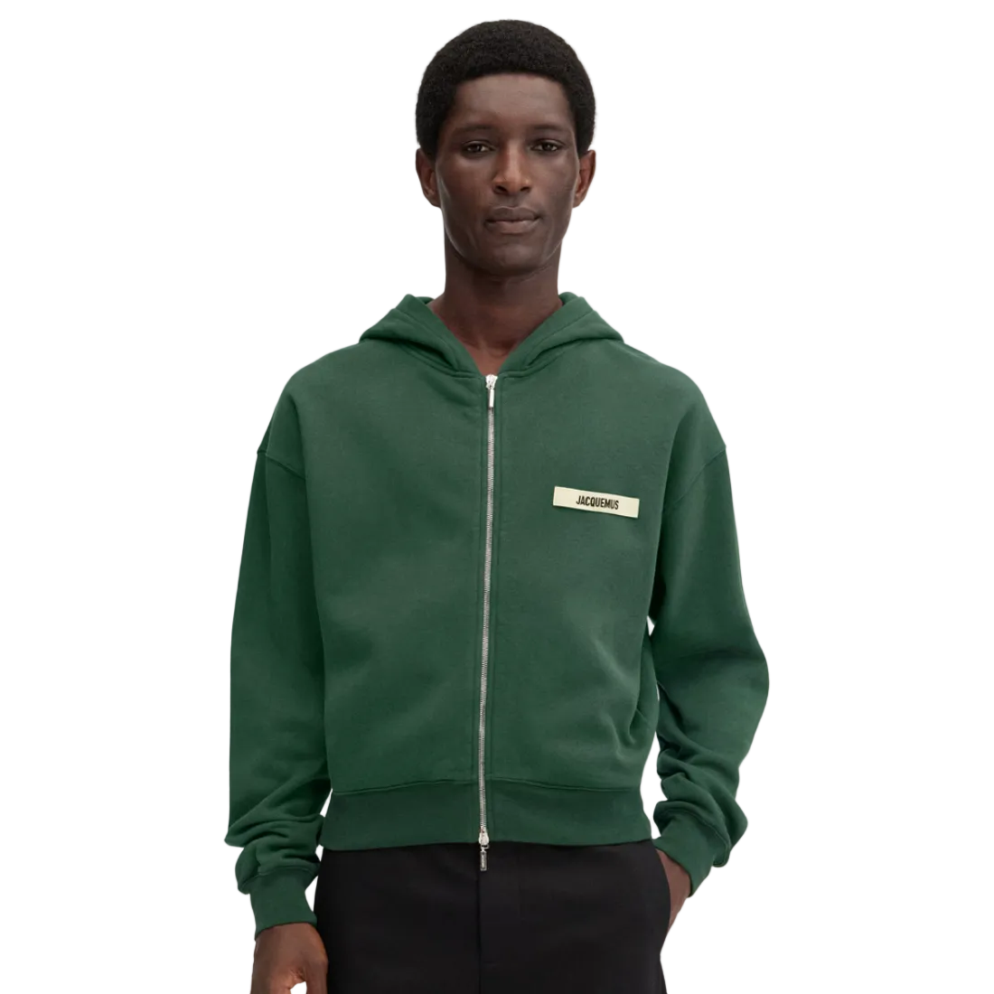 Jacquemus Gros Grain Logo Zipped Hoodie Dark Green