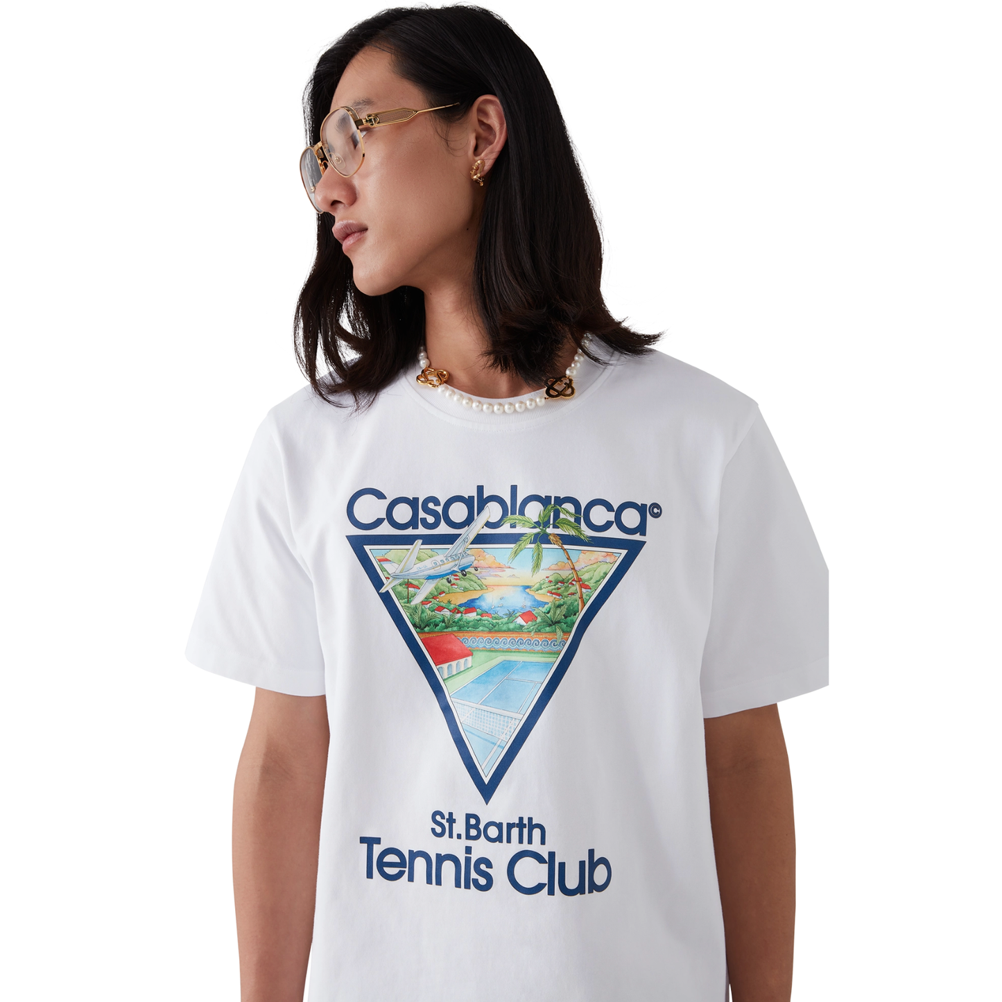 CASABLANCA ST. BARTH TENNIS CLUB ICON SHORT SLEEVE T‑SHIRT WHITE