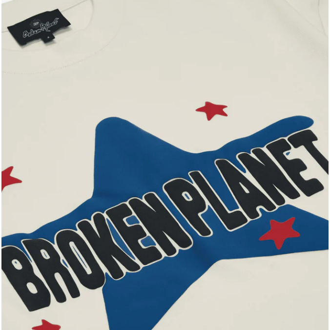 Broken Planet Star T-Shirt Vanilla White