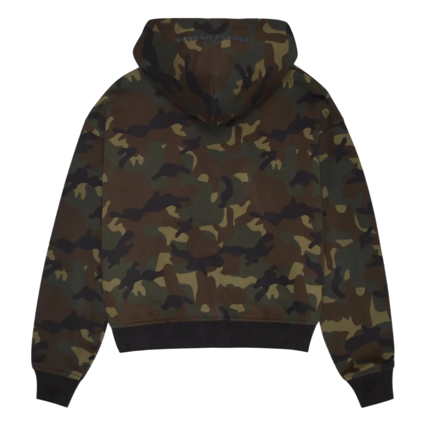 BROKEN PLANET MARKET PLANET ZIP-UP HOODIE CAMO GREEN