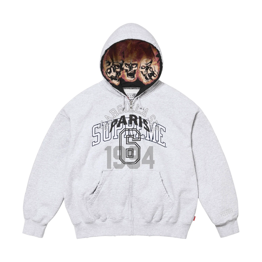 SUPREME MM6 MAISON MARGIELA ZIP UP HOODED SWEATSHIRT ASH GREY Supreme KershKicks