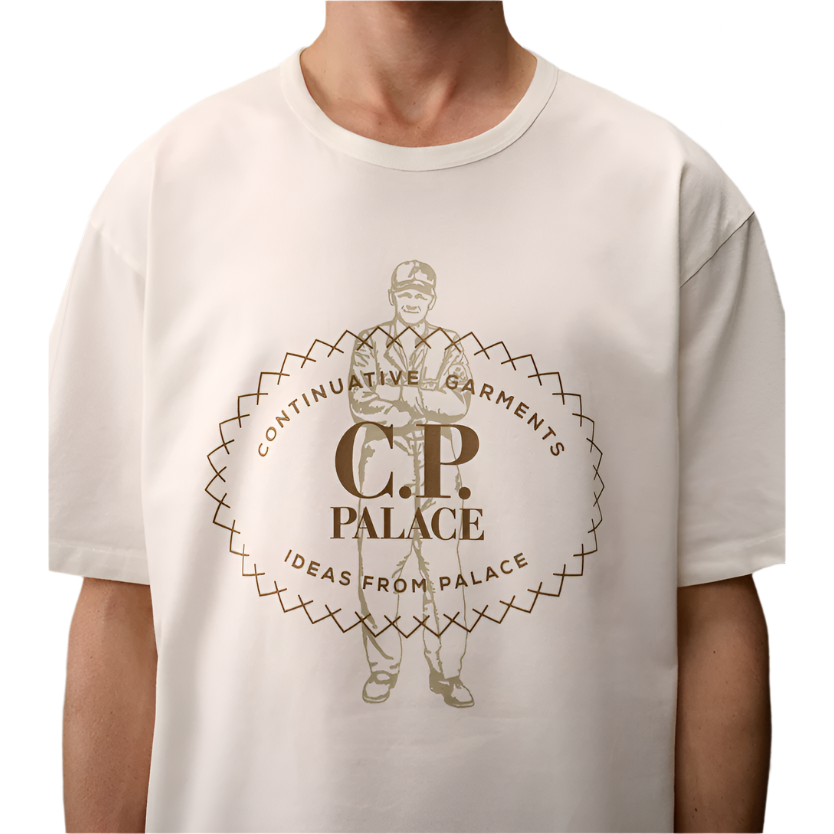 Palace x C.P. Company Mercerized Jersey 30/2 Twisted T-Shirt White