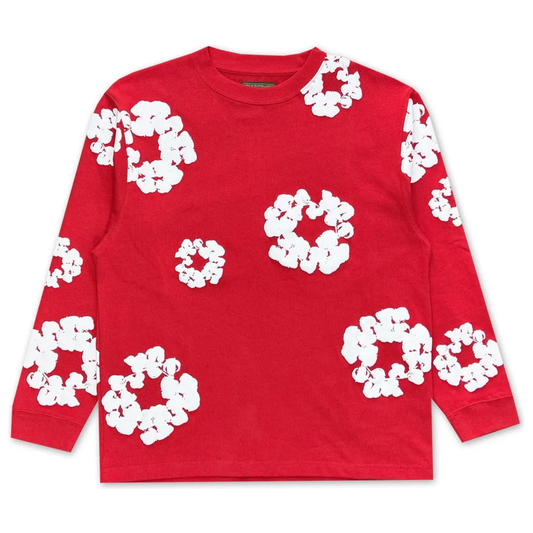 Denim Tears Long Sleeve Cotton Wreath T-shirt Red