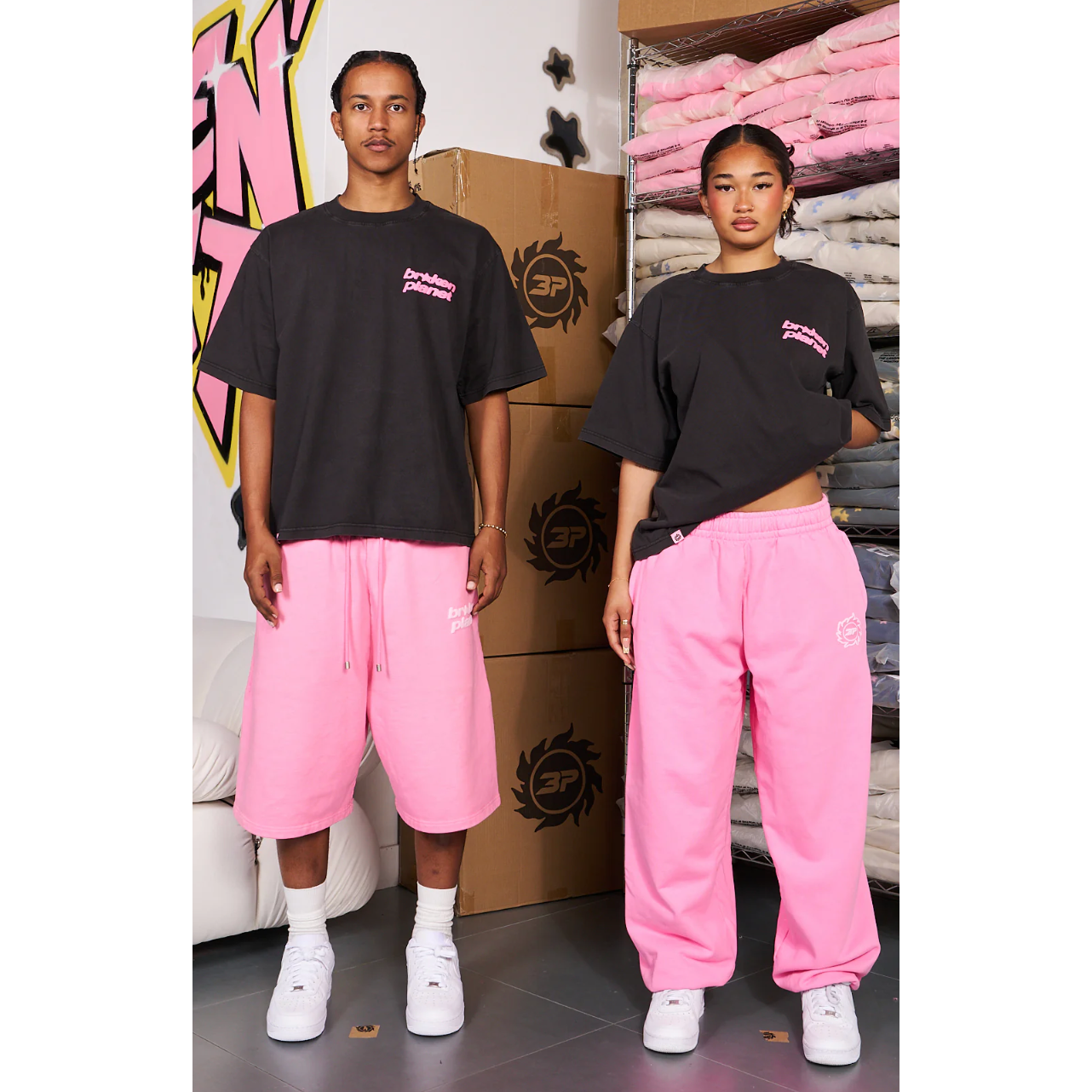 Broken Planet Star Girl Tee Black Candy Pink