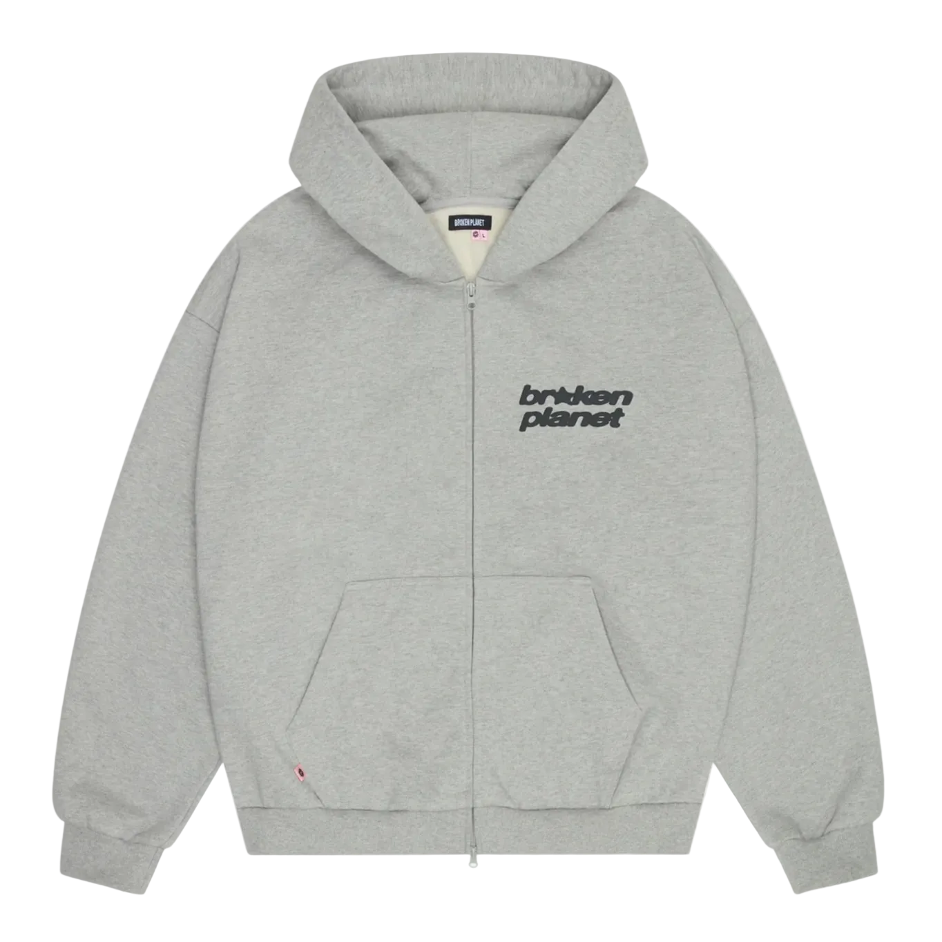 Broken Planet Star Logo Zip Up Hoodie Heather Gray