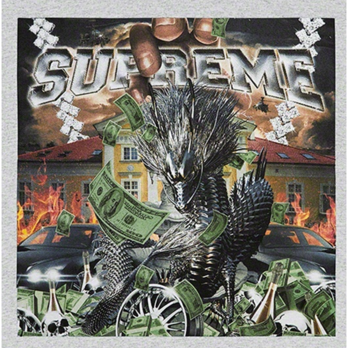 Supreme Dragon Tee - Heather Grey
