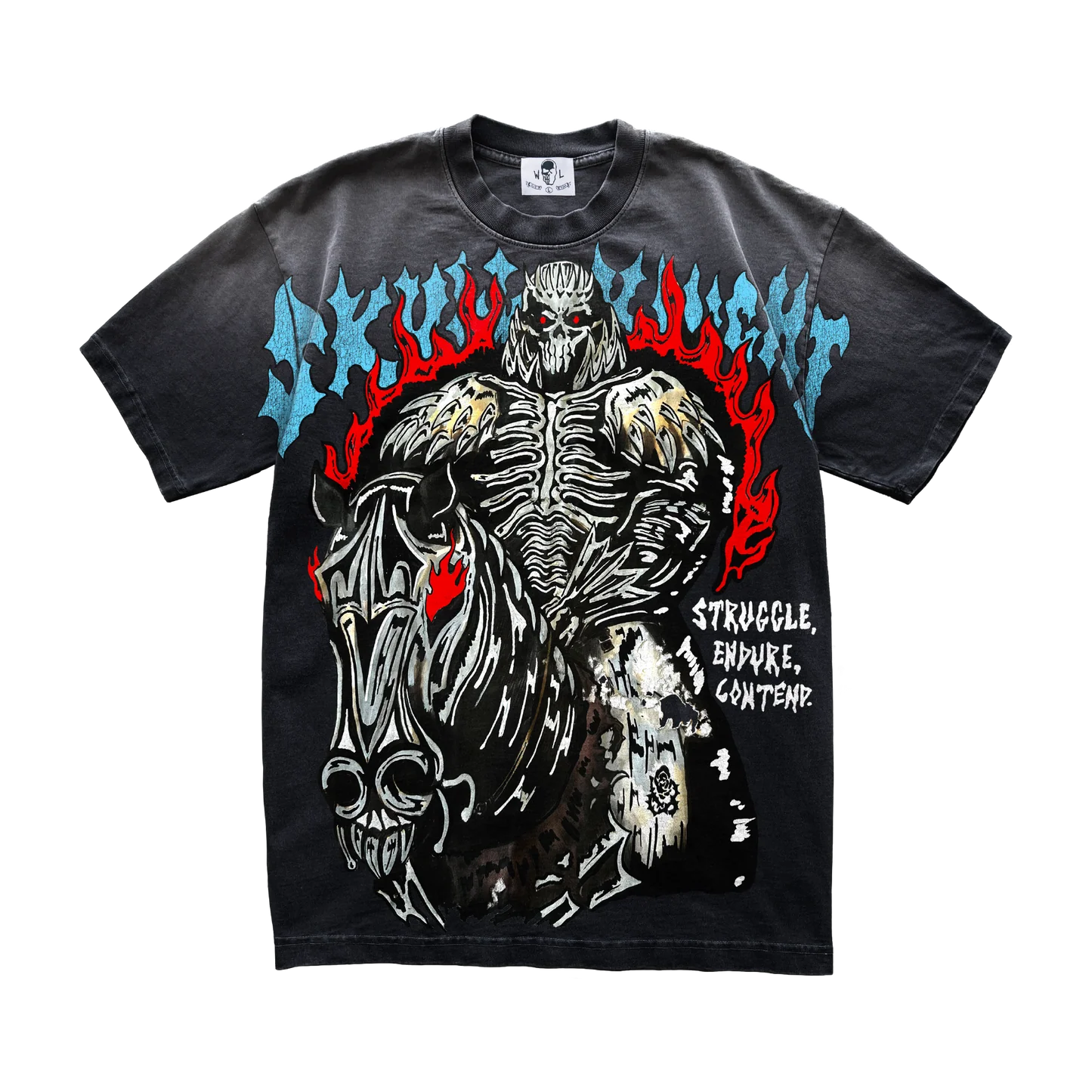 Warren Lotas Skull Knight T-Shirt - Sunfaded Black | Warren Lotas