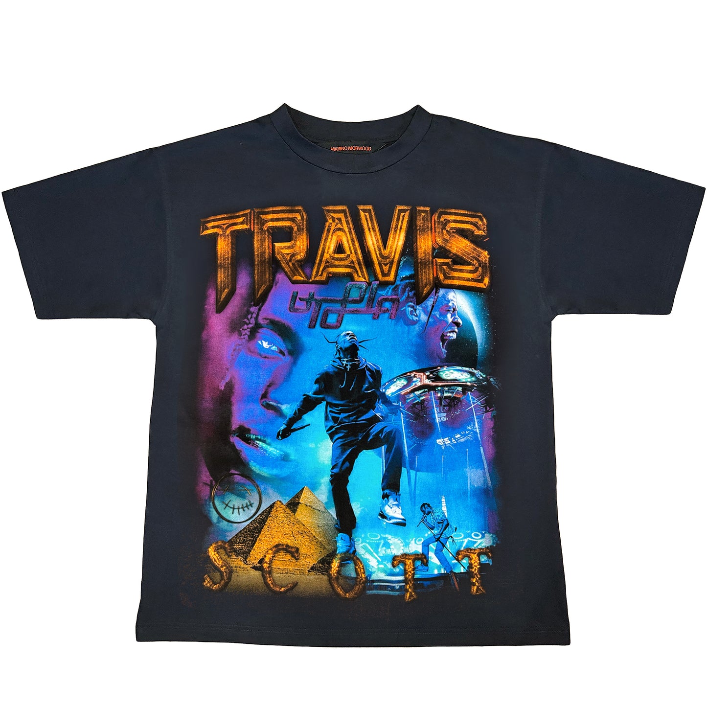 Marino Morwood Travis Scott Tee V1 by Marino Morwood in . Available at KershKicks for £60.00. A must-have for fans of Marino Morwood looking to elevate their style with this T-Shirt.