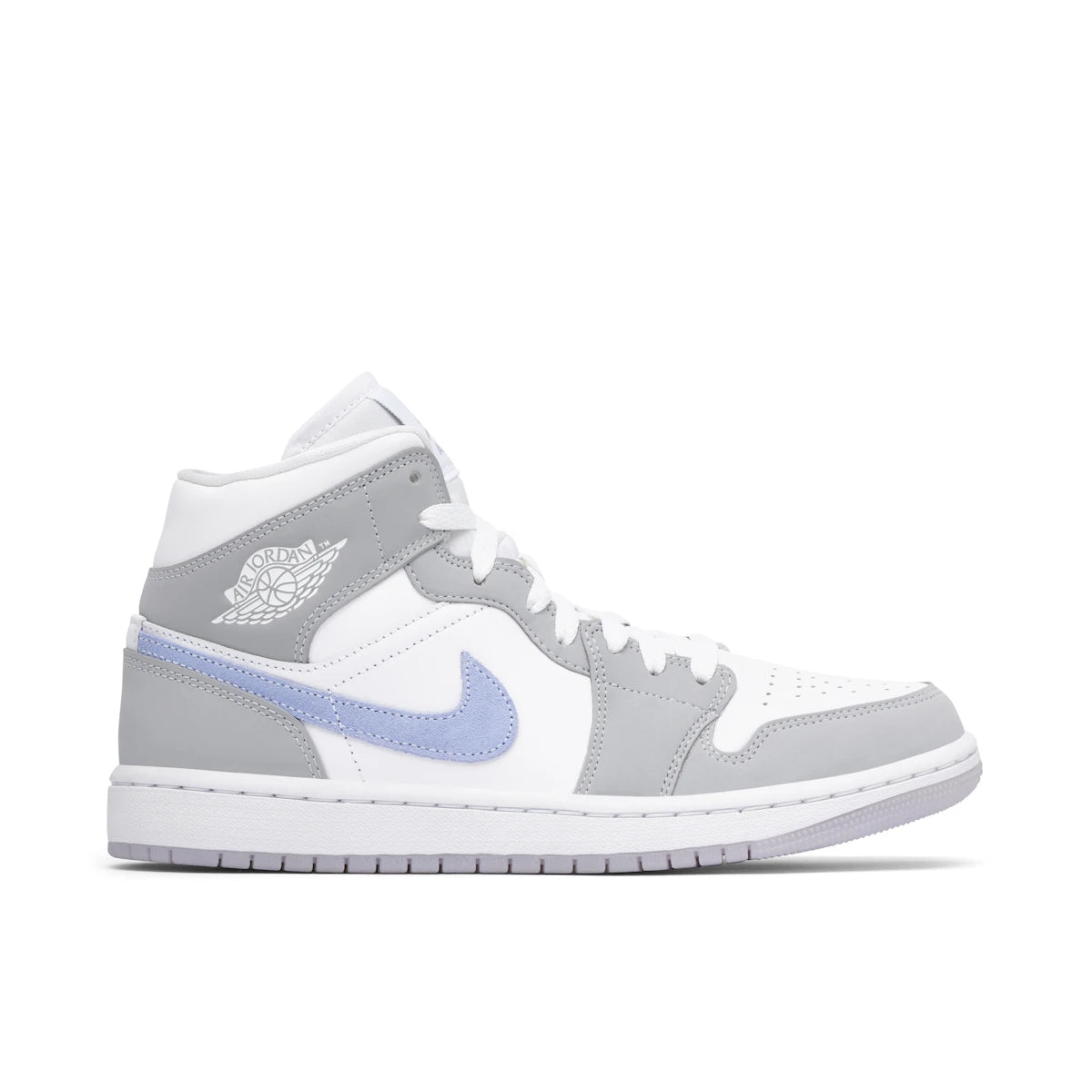 Jordan 1 Mid Wolf Grey Aluminum (W) by Jordan's in Shoes. Available at KershKicks for £165.00. A must-have for fans of Jordan's looking to elevate their style with this Shoes.