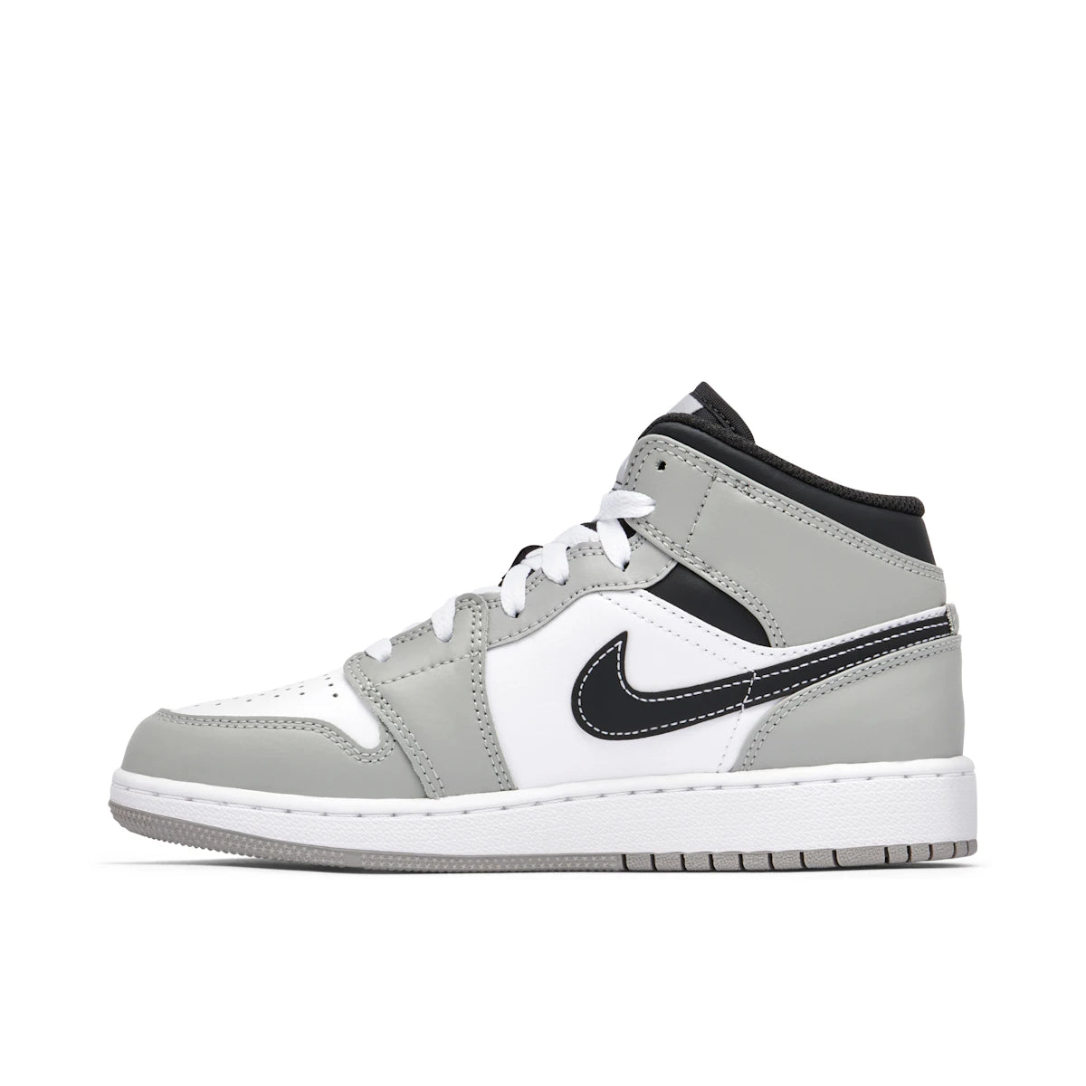 Jordan 1 Mid Light Smoke Grey Anthracite (GS) by Jordan's in Shoes. Available at KershKicks for £195.00. A must-have for fans of Jordan's looking to elevate their style with this Shoes.