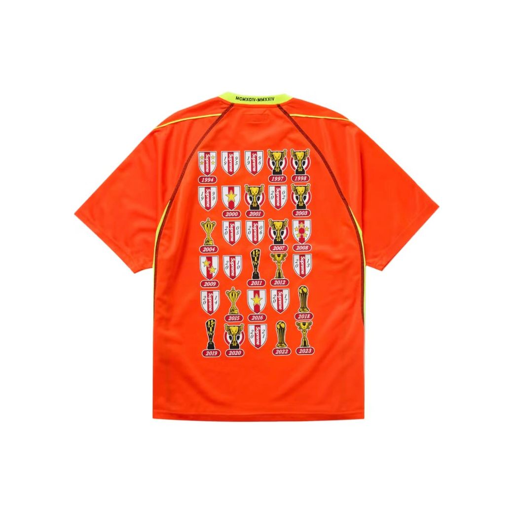 Supreme Jacquard Soccer Jersey Orange by Supreme in Uncategorized. Available at KershKicks for £175.00. A must-have for fans of Supreme looking to elevate their style with this T-Shirt.