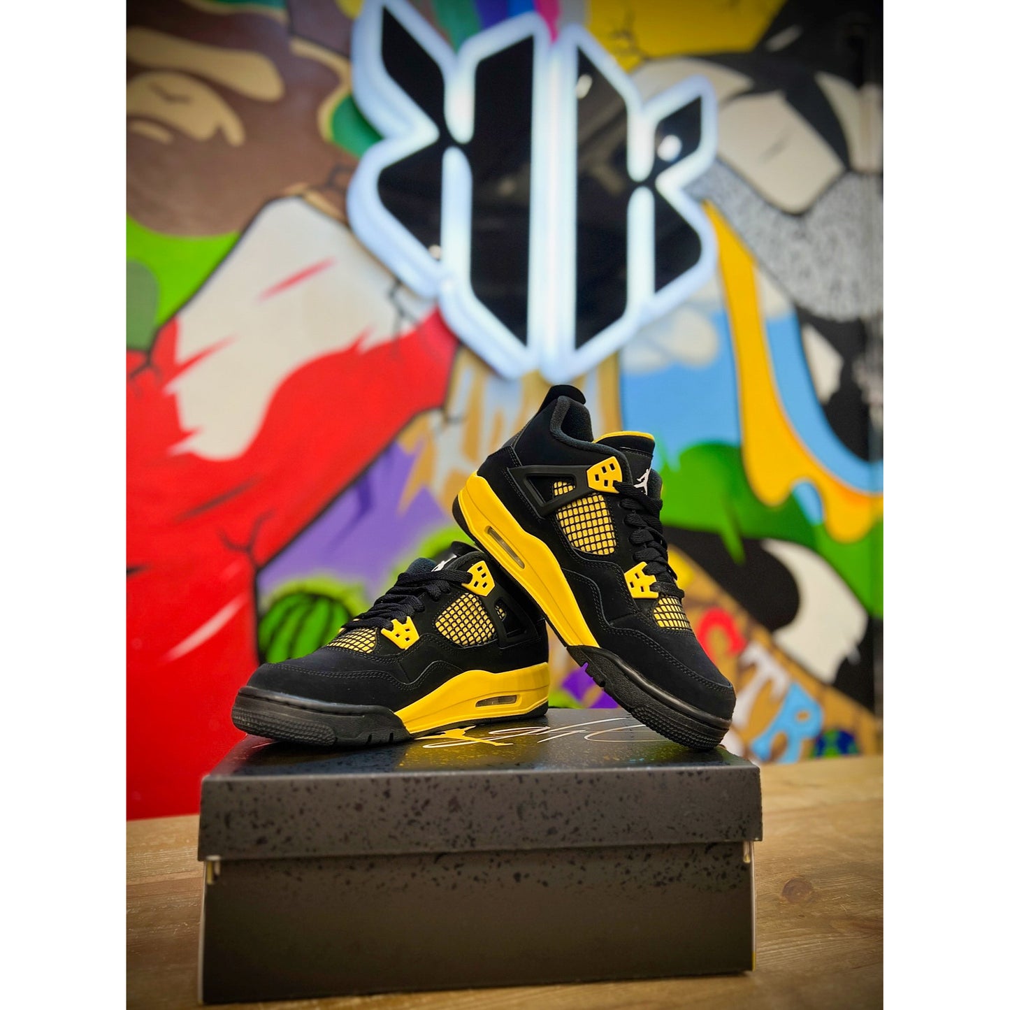 Jordan 4 Retro Thunder (2023) by Jordan's in Shoes. Available at KershKicks for £285.00. A must-have for fans of Jordan's looking to elevate their style with this Shoes.
