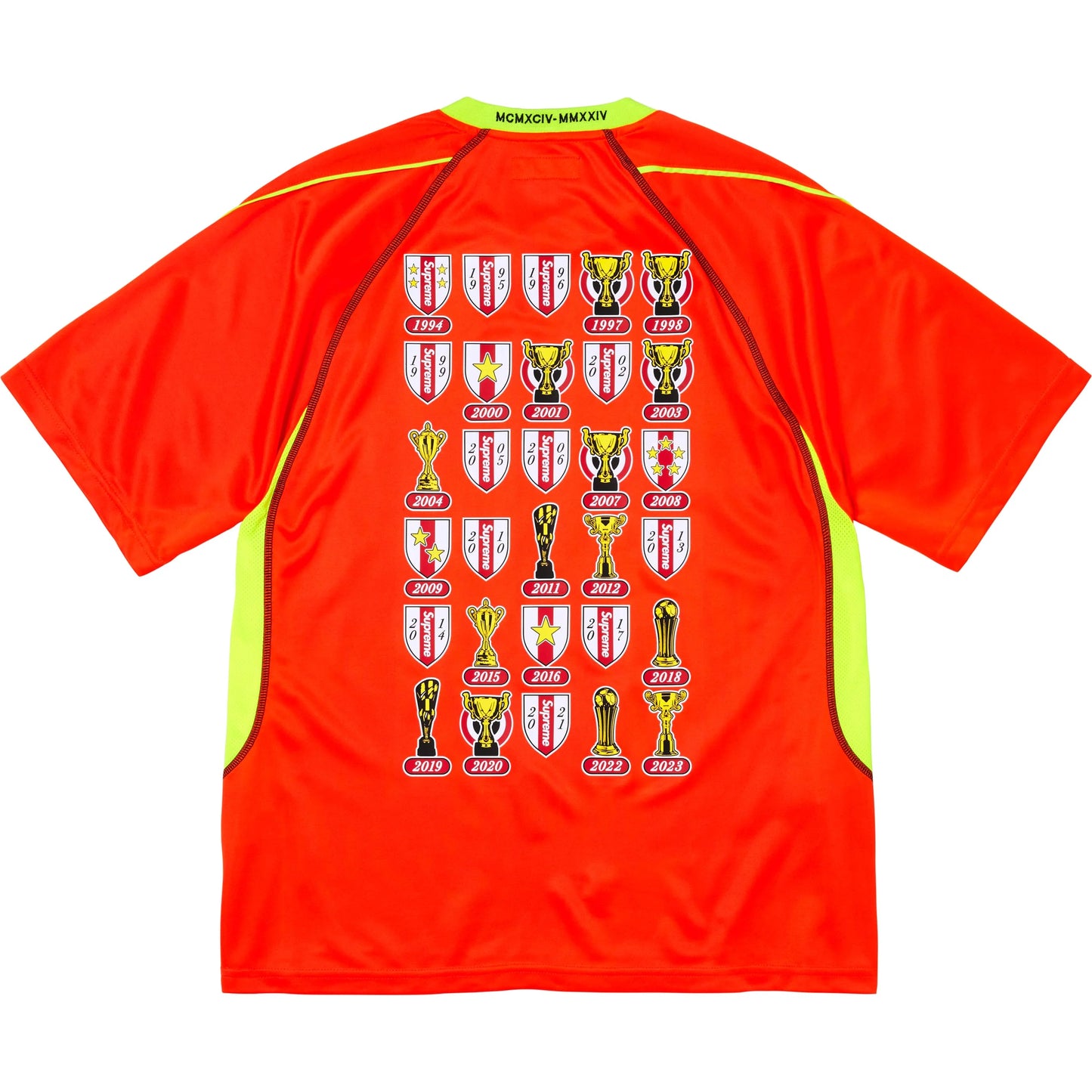 Supreme Jacquard Soccer Jersey Orange Set by Supreme in Uncategorized. Available at KershKicks for £300.00. A must-have for fans of Supreme looking to elevate their style with this Tracksuit.