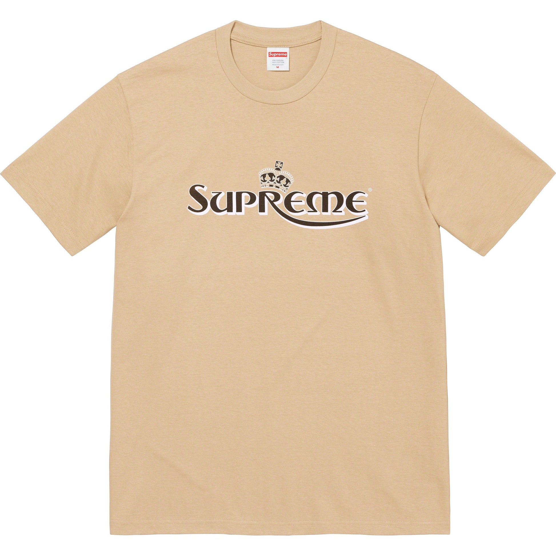 Supreme Crown Tee Khaki by Supreme in Clothing. Available at KershKicks for £75.00. A must-have for fans of Supreme looking to elevate their style with this T-Shirt.