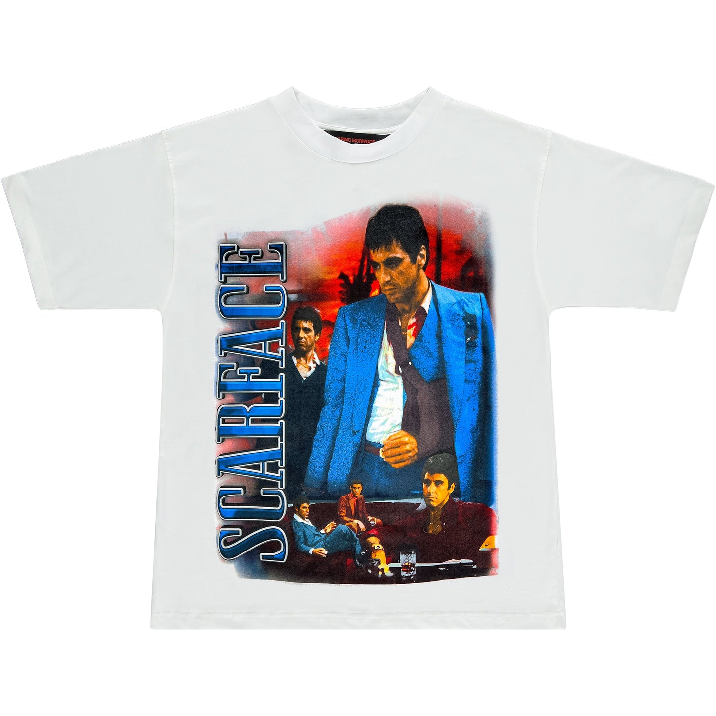 Marino Morwood Scarface Tee White by Marino Morwood in . Available at KershKicks for £51.00. A must-have for fans of Marino Morwood looking to elevate their style with this T-Shirt.