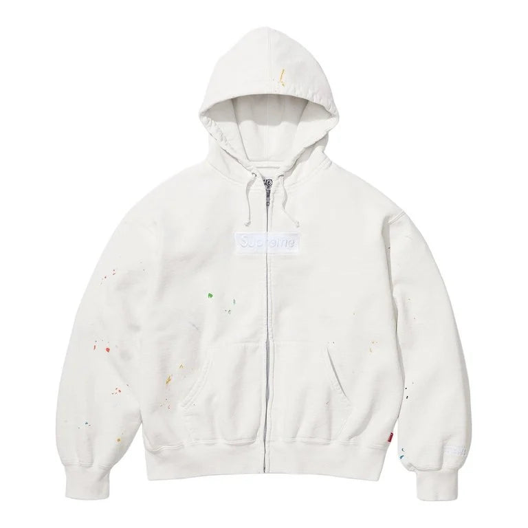 Supreme MM6 Maison Margiela Box Logo Zip Up Hooded Sweatshirt White