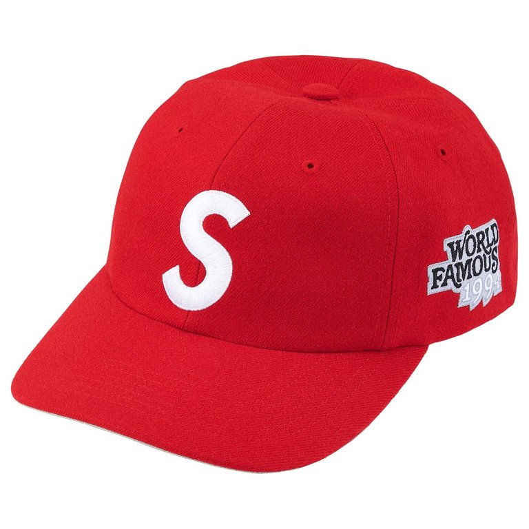 Supreme World Famous S Logo 6-Panel Hat Red | Supreme | KershKicks