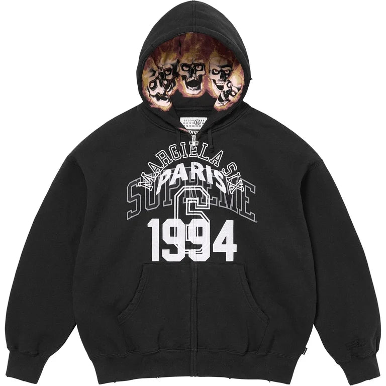 SUPREME/MM6 MAISON MARGIELA ZIP UP HOODED SWEATSHIRT BLACK