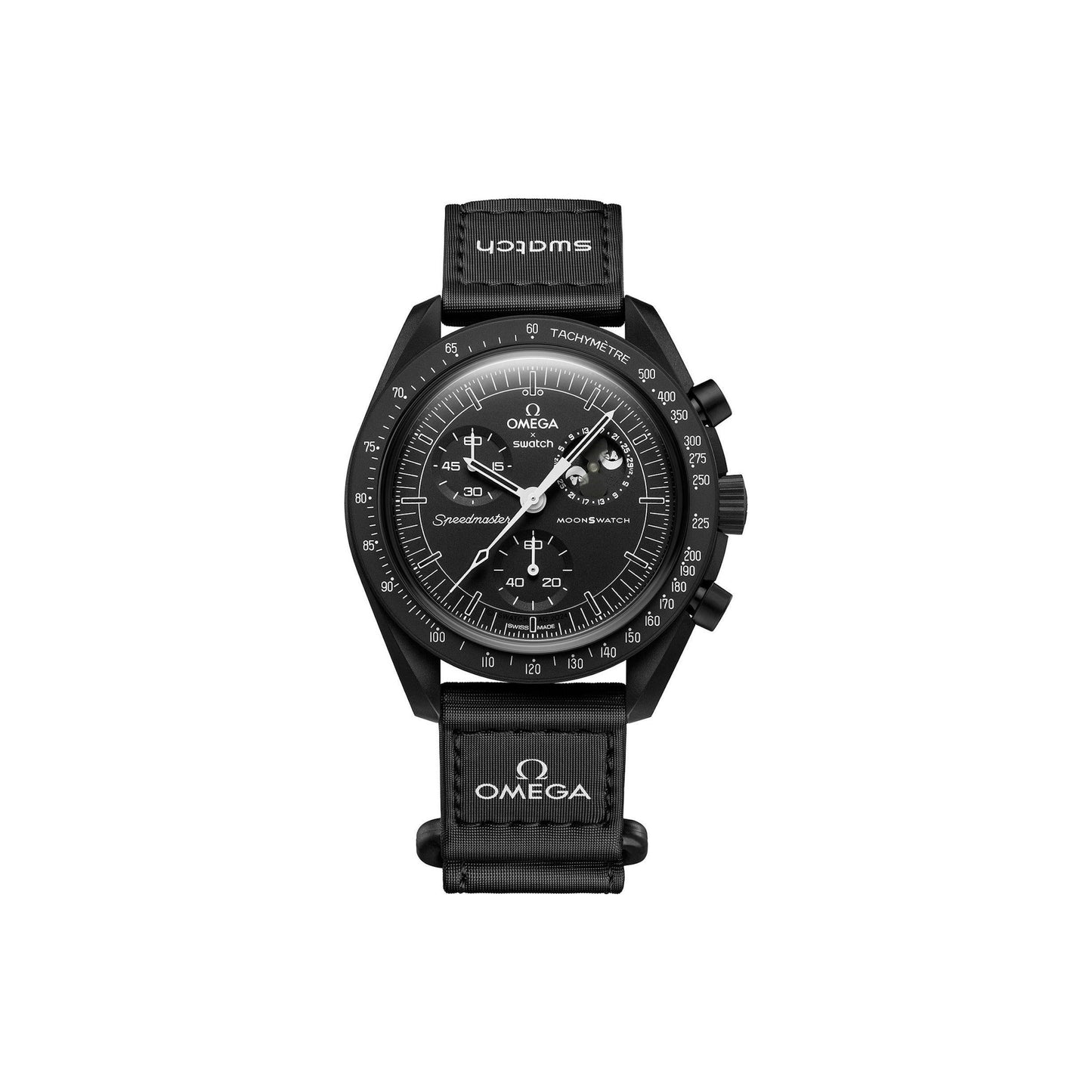 Swatch x Omega Bioceramic Moonswatch Mission to Moonphase Snoopy - Black by Swatch in Clothing Accessories. Available at KershKicks for £450.00. A must-have for fans of Swatch looking to elevate their style with this Accessories.