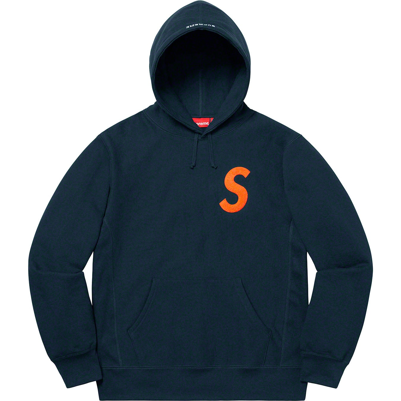 Supreme S Logo Hooded Sweatshirt (FW19) Navy by Supreme in Clothing. Available at KershKicks for £225.00. A must-have for fans of Supreme looking to elevate their style with this Hoodie.