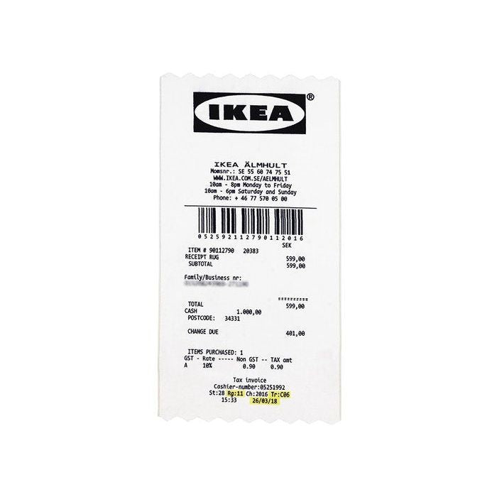 Virgil Abloh x IKEA MARKERAD Receipt Rug 201x89 cm White/Black