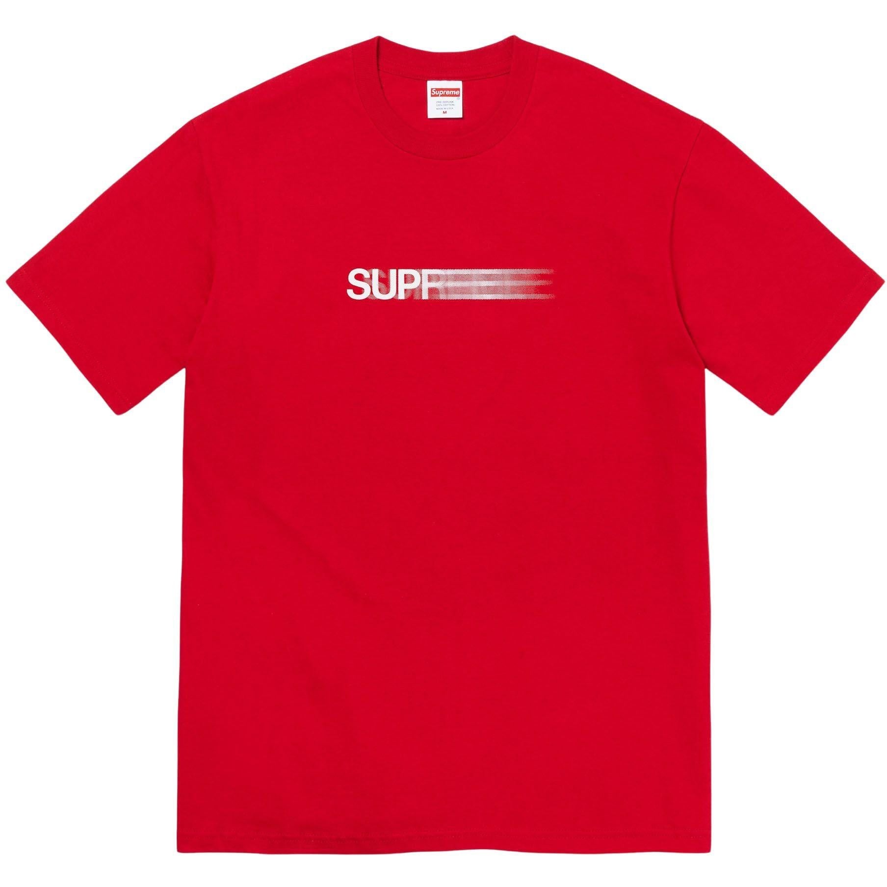 Supreme Motion Logo Tee (SS23) Red by Supreme in . Available at KershKicks for £85.00. A must-have for fans of Supreme looking to elevate their style with this T-Shirt.