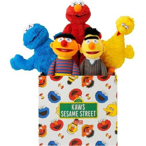 Kaws Sesame Street Uniqlo Plush Toy Complete Box Set by Kaws in Clothing Accessories. Available at KershKicks for £375.00. A must-have for fans of Kaws looking to elevate their style with this Accessories.