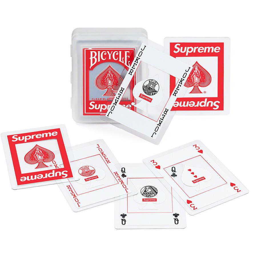 Supreme Bicycle Clear Playing Cards by Supreme in Clothing Accessories. Available at KershKicks for £85.00. A must-have for fans of Supreme looking to elevate their style with this Accessories.