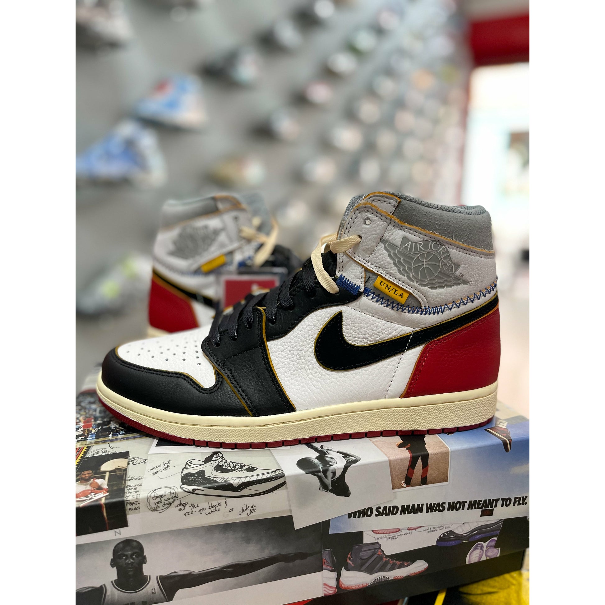 Jordan 1 Retro High Union Los Angeles Black Toe by Jordan's in Shoes. Available at KershKicks for £1450.00. A must-have for fans of Jordan's looking to elevate their style with this Shoes.