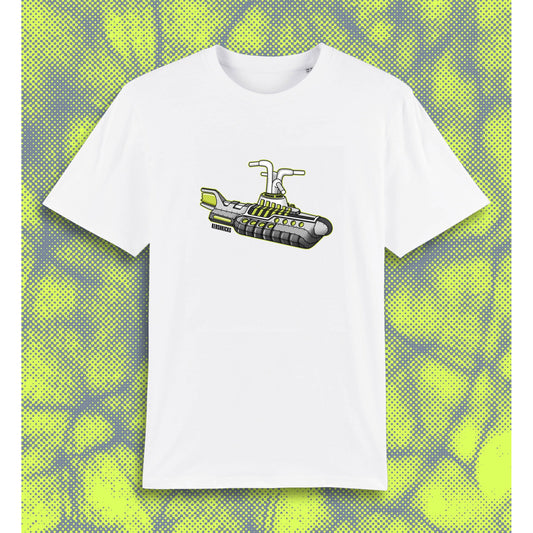 Neon Submarine Tee White by KershKicks in Clothing. Available at KershKicks for £29.75. A must-have for fans of KershKicks looking to elevate their style with this T-Shirt.