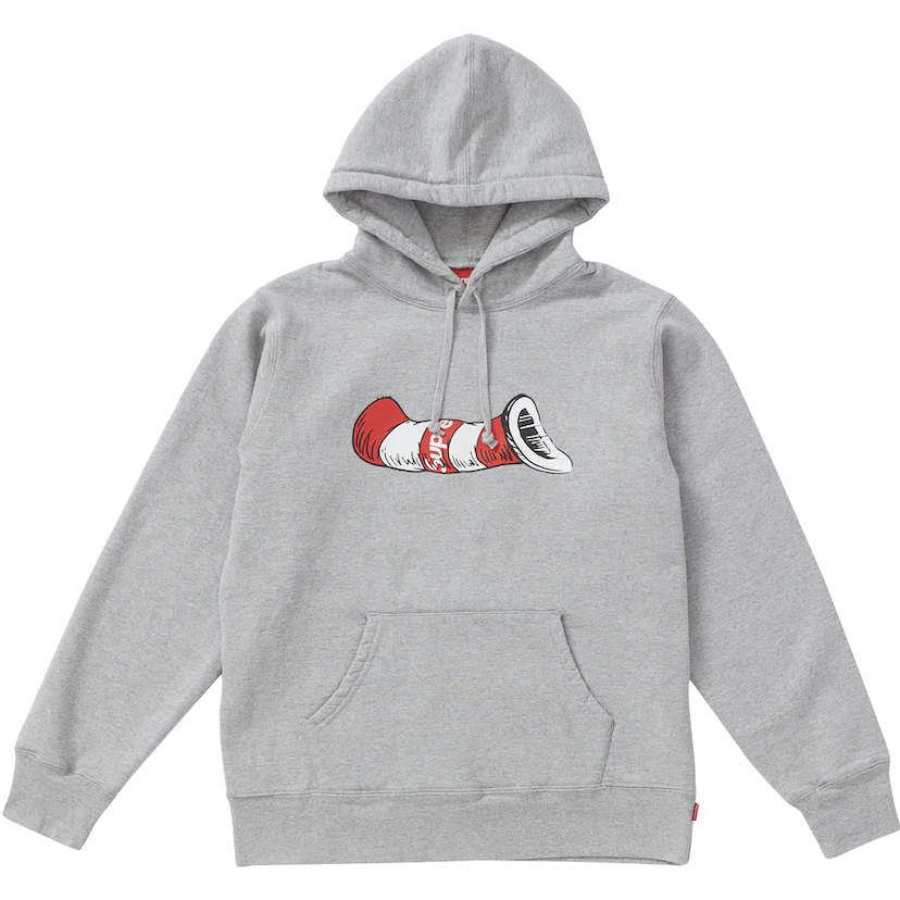 Supreme Cat in the Hat Hooded Sweatshirt Heather Grey by Supreme in . Available at KershKicks for £275.00. A must-have for fans of Supreme looking to elevate their style with this Hoodie.