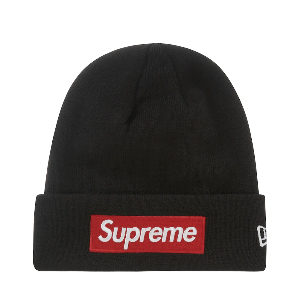 Supreme New Era Box Logo Beanie (FW22) Black by Supreme in Hats. Available at KershKicks for £90.00. A must-have for fans of Supreme looking to elevate their style with this Hats.