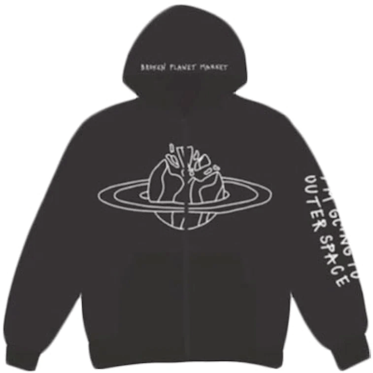 Broken Planet Market Outer Space Zip Up Hoodie Soot Black Broken Planet Market KershKicks
