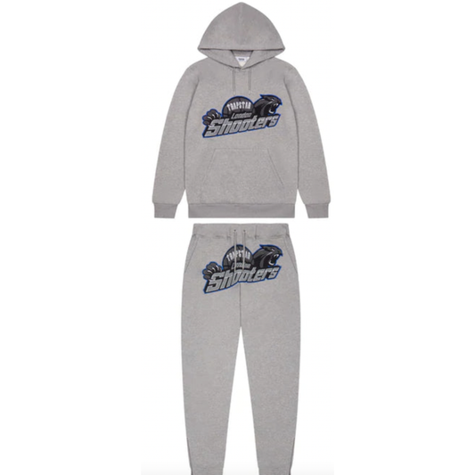 Trapstar London Shooters Hooded Tracksuit Grey/Blue from Trapstar
