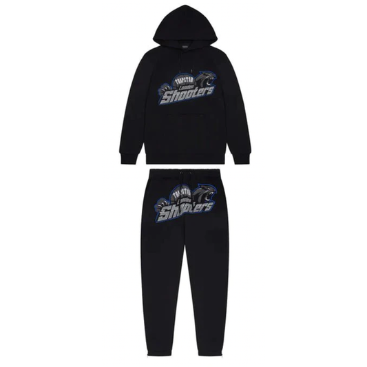 Trapstar Shooters Hooded Tracksuit Black Blue from Trapstar