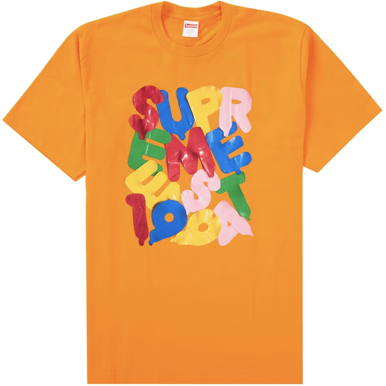 Supreme Balloons Tee Orange by Supreme in . Available at KershKicks for £70.00. A must-have for fans of Supreme looking to elevate their style with this T-Shirt.