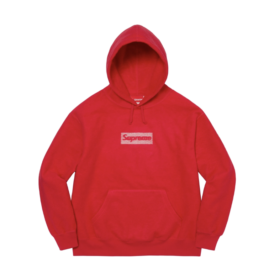 All red supreme shop hoodie